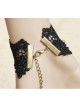 Gothic Vampire Beauty Portrait Retro Tassel Black Lace Female Bracelet With Ring One Chain
