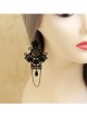 Gothic Fashion Black Lace Flower Pearl Tassel Handmade Retro Female Long Earrings