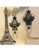 Gothic Fashion Black Lace Flower Pearl Tassel Handmade Retro Female Long Earrings