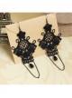 Gothic Fashion Black Lace Flower Pearl Tassel Handmade Retro Female Long Earrings