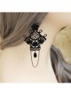 Gothic Fashion Black Lace Flower Pearl Tassel Handmade Retro Female Long Earrings