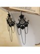 Gothic Black Lace Flower Retro Tassel Exaggerated Female Long Earrings