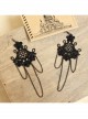 Gothic Black Lace Flower Retro Tassel Exaggerated Female Long Earrings