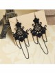 Gothic Black Lace Flower Retro Tassel Exaggerated Female Long Earrings