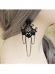 Gothic Black Lace Flower Retro Tassel Exaggerated Female Long Earrings