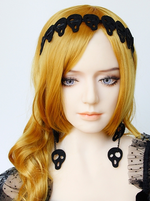 Gothic Black Halloween Party Accessories Exaggerated Skull Street Retro Long Earrings