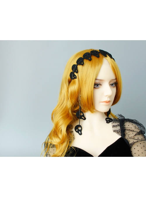 Gothic Black Halloween Party Accessories Exaggerated Skull Street Retro Long Earrings