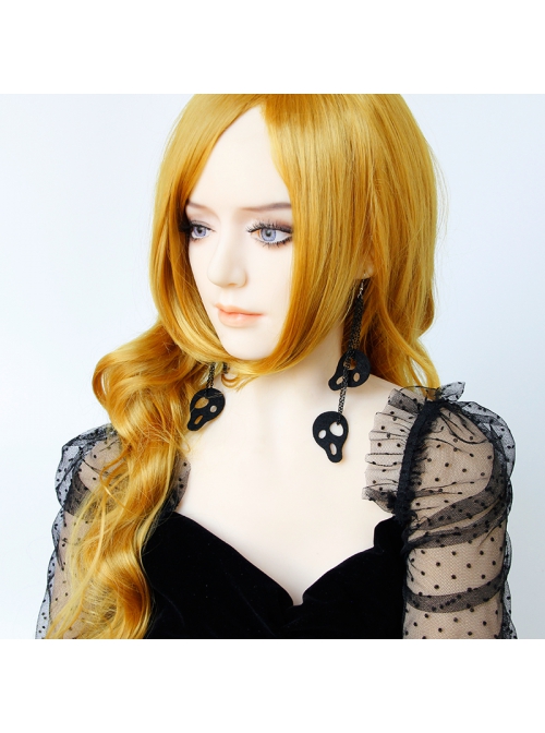 Gothic Black Halloween Party Accessories Exaggerated Skull Street Retro Long Earrings