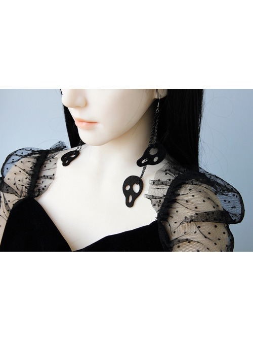 Gothic Black Halloween Party Accessories Exaggerated Skull Street Retro Long Earrings