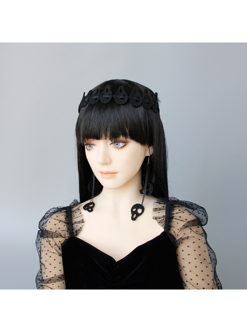 Gothic Black Halloween Party Accessories Exaggerated Skull Street Retro Long Earrings