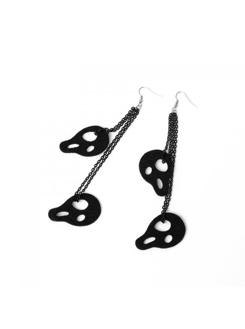 Gothic Black Halloween Party Accessories Exaggerated Skull Street Retro Long Earrings