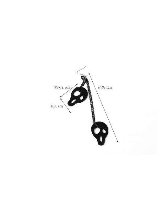 Gothic Black Halloween Party Accessories Exaggerated Skull Street Retro Long Earrings