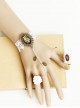 Fashion White Lace Rose Stage Exaggerated Trend Female Bracelet Ring One Chain