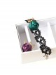 Gothic Retro Black Lace Dark Green Purple Rose Flower Female Band Ring Bracelet Wristband