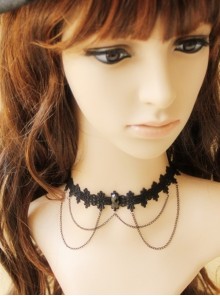 Retro Fashion Simple Gothic Black Lace Tassel Retro Female Choker