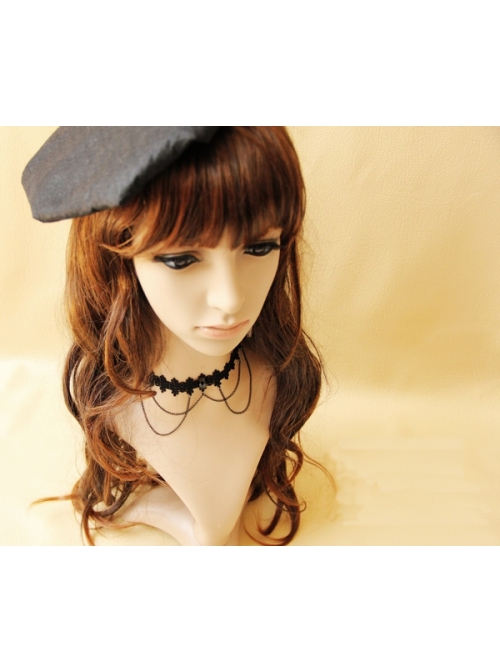 Retro Fashion Simple Gothic Black Lace Tassel Retro Female Choker