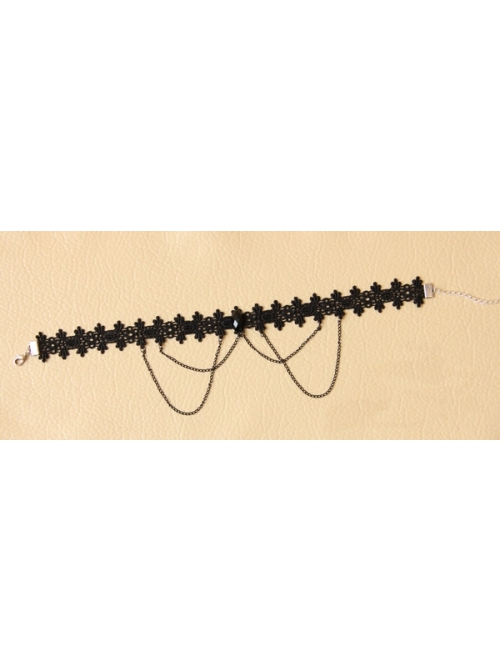 Retro Fashion Simple Gothic Black Lace Tassel Retro Female Choker