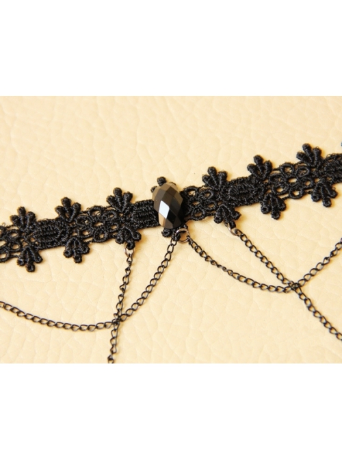 Retro Fashion Simple Gothic Black Lace Tassel Retro Female Choker