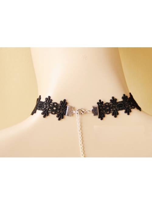 Retro Fashion Simple Gothic Black Lace Tassel Retro Female Choker