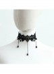 Palace Retro Fashion Gothic Black Lace Flowers Tassels Gems Exaggerated Choker