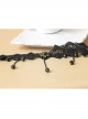 Palace Retro Fashion Gothic Black Lace Flowers Tassels Gems Exaggerated Choker