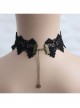 Palace Retro Fashion Gothic Black Lace Flowers Tassels Gems Exaggerated Choker