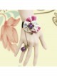 Fashion Christmas Holiday Cute Retro Lace Pink Bow Purple Rose Female Bracelet With Ring One Chain