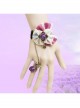 Fashion Christmas Holiday Cute Retro Lace Pink Bow Purple Rose Female Bracelet With Ring One Chain