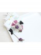 Fashion Christmas Holiday Cute Retro Lace Pink Bow Purple Rose Female Bracelet With Ring One Chain
