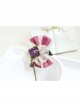 Fashion Christmas Holiday Cute Retro Lace Pink Bow Purple Rose Female Bracelet With Ring One Chain