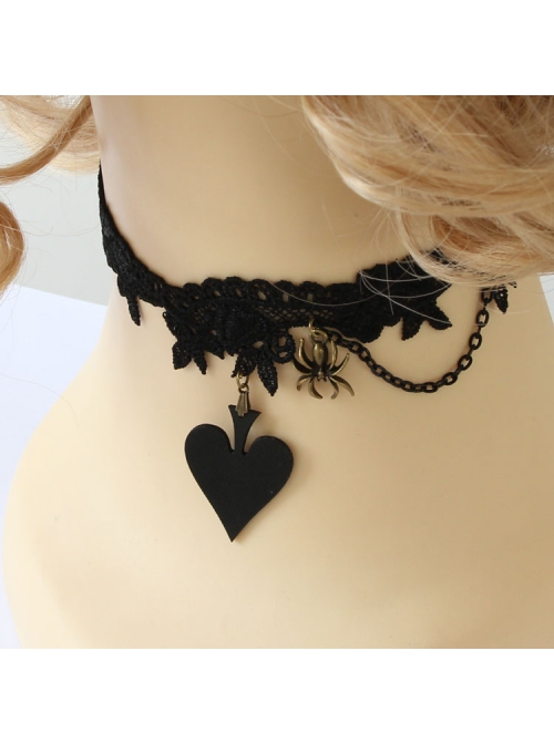 Gothic Vampire Spider Black Heart Lace Pop Retro Fashion Exaggerated Choker