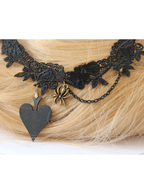 Gothic Vampire Spider Black Heart Lace Pop Retro Fashion Exaggerated Choker