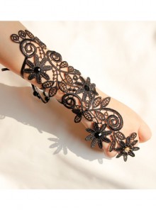 Gothic Retro Sexy Masquerade Trendy Personality Female Black Lace Long Gloves Bracelet