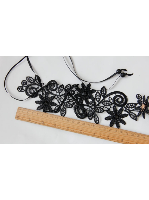 Gothic Retro Sexy Masquerade Trendy Personality Female Black Lace Long Gloves Bracelet