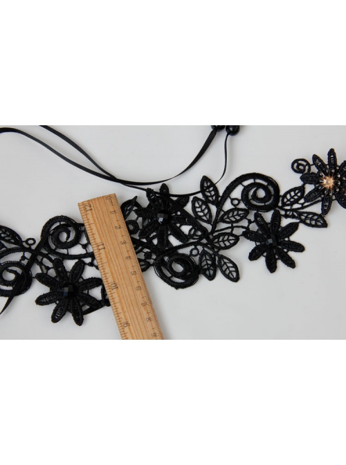 Gothic Retro Sexy Masquerade Trendy Personality Female Black Lace Long Gloves Bracelet