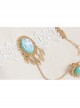 Baroque Fashion Retro Wedding Bride Rose White Lace Golden Leaves Sapphire Female Bracelet With Ring One Chain