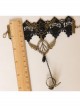 Gothic Retro Golden Wings Butterfly Black Lace Gemstone Personality Female Bracelet With Ring One Chain