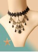 Gothic Fashion Dark Queen Retro Pearl Lace Multi-Level Female Choker