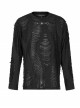 Collar Metal Skull Leather Strap Decoration Long Sleeve Black Punk Broken Holes Tassels Knit T-Shirt
