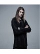 Collar Metal Skull Leather Strap Decoration Long Sleeve Black Punk Broken Holes Tassels Knit T-Shirt