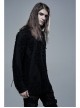 Collar Metal Skull Leather Strap Decoration Long Sleeve Black Punk Broken Holes Tassels Knit T-Shirt