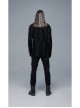 Collar Metal Skull Leather Strap Decoration Long Sleeve Black Punk Broken Holes Tassels Knit T-Shirt