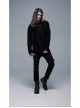 Collar Metal Skull Leather Strap Decoration Long Sleeve Black Punk Broken Holes Tassels Knit T-Shirt