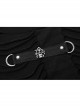Collar Metal Skull Leather Strap Decoration Long Sleeve Black Punk Broken Holes Tassels Knit T-Shirt