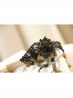 Fashion Retro Gothic Black Lace Gems Rose Flower Female Bracelet With Ring One Chain