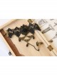 Fashion Retro Gothic Black Lace Gems Rose Flower Female Bracelet With Ring One Chain