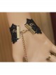 Fashion Retro Gothic Black Lace Gems Rose Flower Female Bracelet With Ring One Chain