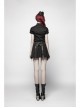 Front Chest Metal Buckle Strap Metal Button Short Sleeve Black Punk Leather Knit Blouse