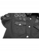 Front Chest Metal Buckle Strap Metal Button Short Sleeve Black Punk Leather Knit Blouse