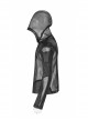 Black Punk Asymmetrical Collage Imitation Leather Mesh Hoodie